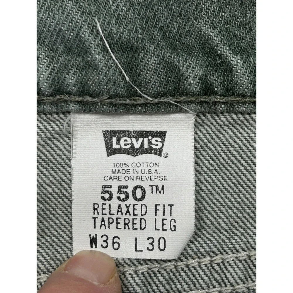 Vintage Levi's 550 Men's 36 Orange Tab 90s Jeans Green Denim Relaxed Taper Baggy